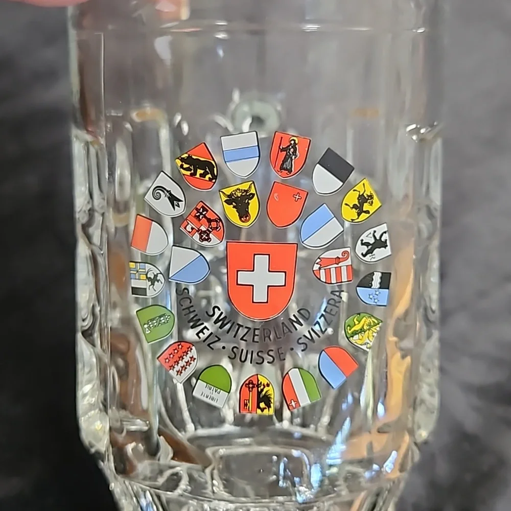 Switzerland FLAGS Clear glass beer stein mug cup glass